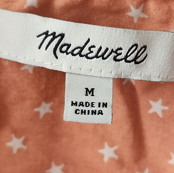 Madewell Women's Wrap Top‎ Shirt In Star Scatter Coral Peach Size Medium - Picture 2 of 9